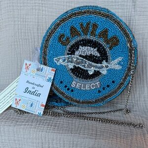 Caviar Select Blue Beaded Wristlet